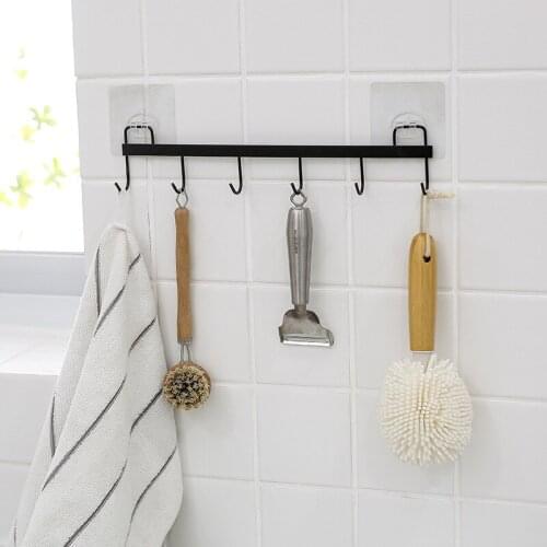 Iron Six Hook Nailless Seemless Door Hanging Type Clothes Rack Iron Art Wall Hanging Door Back Type Viscose Kitchen Hanger