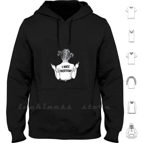 I Hate Everyone Hoodie Long Sleeve I Hate Everyone I Hate Everyone Comic Girl Cartoon Pop Art Outsider Lowbrow