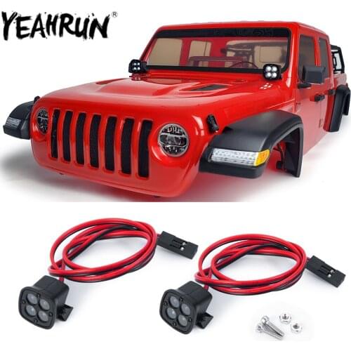 YEAHRUN RC Car LED Roof Lights Headlights Round Spotlight for 1/10 RC Crawler Axial SCX10 II 90046 Traxxas TRX4 TRX6 Redcat Gen8