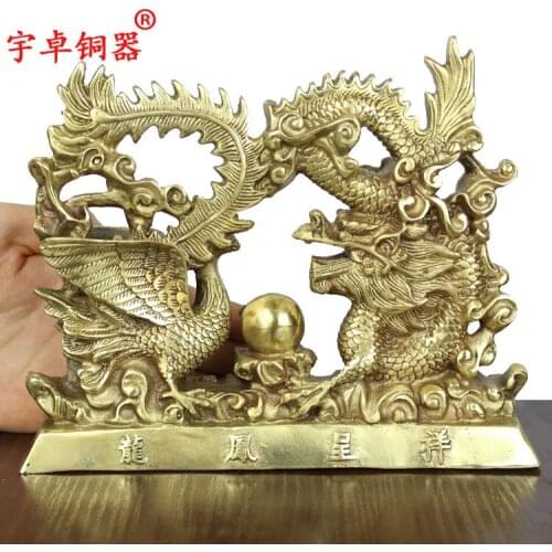 Yu Zhuo copper Bronze Dragon Phoenix Tongfeng copper copper s decorative ornaments Home Furnishing wedding giftsroom Art Statue