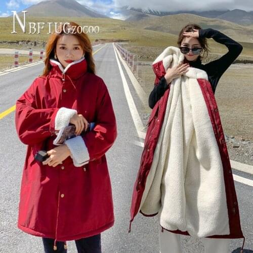 Lining With Imitation Lambswool Women Parkas Long Style Female Cargo Coat