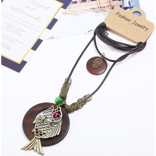 Vintage Fish Black Sandalwood Women Jewelry Long Necklaces necklaces & pendants women collares mujer choker kolye bijoux femme