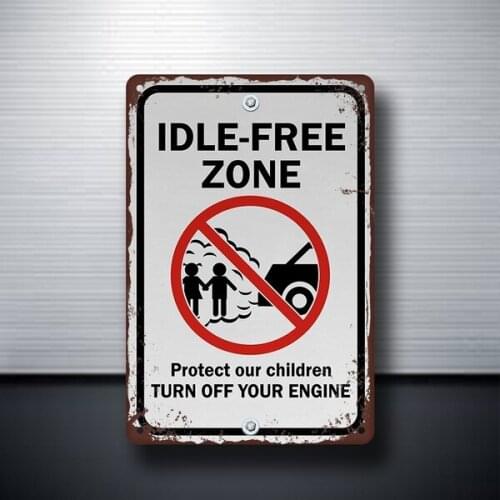 Idle Free Zone Sign Tin Sign Plaques & Signs Wall Art Metal Sign Vintage 7.87 * 11.81 In