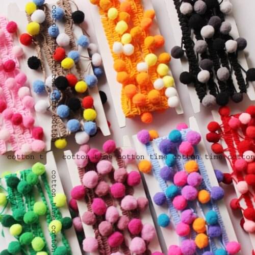 2yards 1.5cm Ball Sewing Accessories Pompom Trim Decoration Tassel Ball Fringe Ribbon DIY Material Apparel