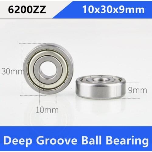 20pcs/lot 6200ZZ 6200 Shielded Deep Groove Radial Ball Bearings 10x30x9 mm