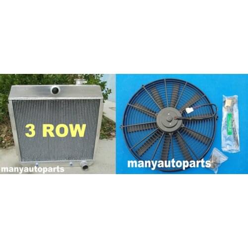 3 ROWS ALUMINUM RADIATOR 1955-1957 FOR CHEVY BEL AIR V8 W/COOLER & FAN 56 57