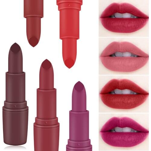 3pcs MISS ROSE Brick Red Lipstick Aunt Colour Mist Matte Lipstick Wholesale Easy To Wear Makeup Cosmetic Gifts for Women