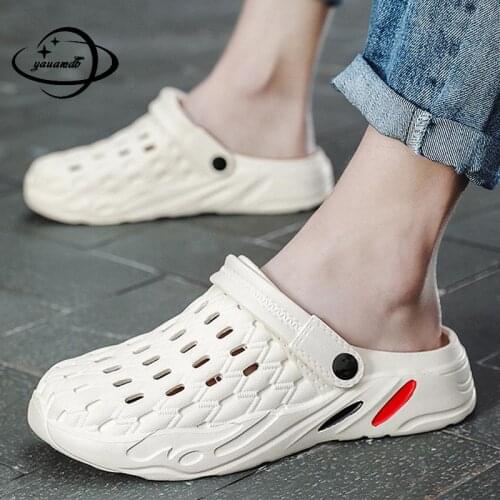 39-47 Plus Size Mens Slippers Male Summer Flip Flops Flat Heel Outside Beach Solid Color Dual Purpose Sandals Man Shoes H18