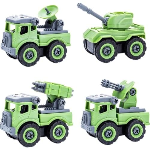 4PCS Kids DIY Assembling Truck Bulldozer Children Screw Boy Creative Tool Camping Tank Car Toy