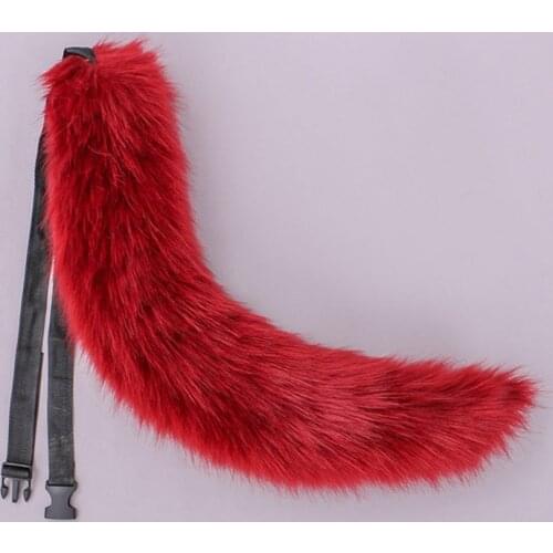 70cm Novelty Faux Fur Animal Bendable Tail Solid Color Foxtail for Adult Kids Furry Wolf Halloween Party Cosplay Costume