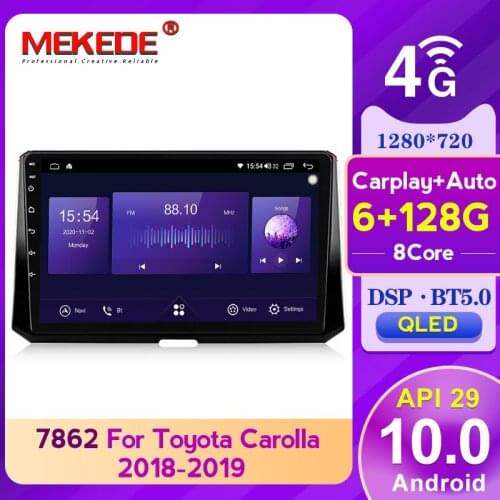 DSP Android10.0 6+128G Car dvd player For Toyota Corolla 11 Auris E180 2018-2019 carplay 4G LTE BT5.0 QLED screen 2din no dvd