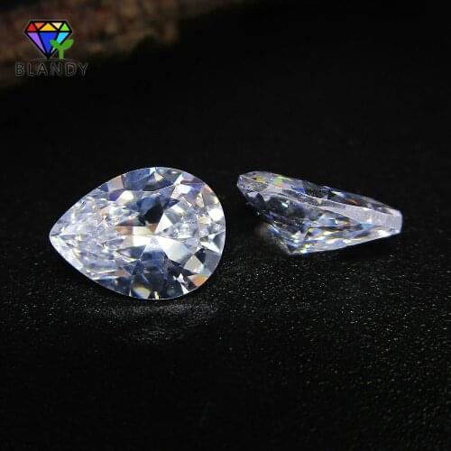 Free Shipping 50pcs/lot 3*4~5*7mm Pear Shape Brilliant Cut 5A White Cubic Zirconia CZ Stone Synthetic Gems For Jewelry