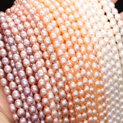 Fine 100% Natural Pearl Rice Shaped Freshwater Pearls Beads for ewelry Making DIY Women Necklace Bracelet 5-6mm