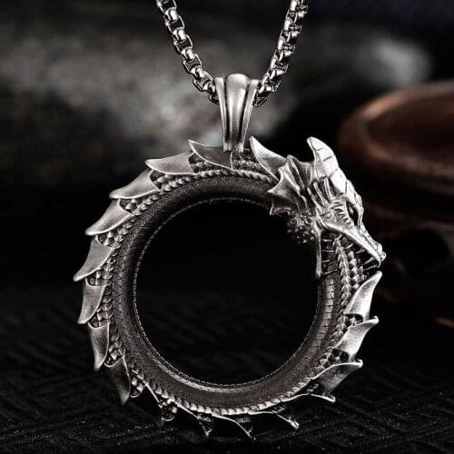 Ouroboros Pendant Necklace Mens Metal Dragon Pendant Hip Hop Chain Necklace For Women Personalized Ins Style Punk Jewelry