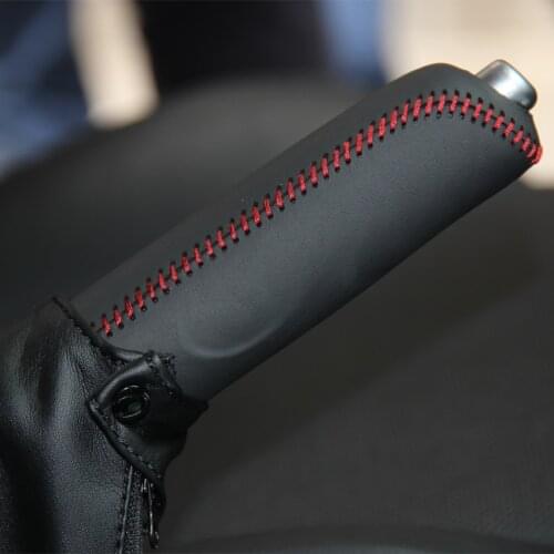 Black Genuine Leather Car Handbrake Cover Protective Sleeve for Mazda CX-5 2013-2014 Mazda 3 Axela 2014-2017