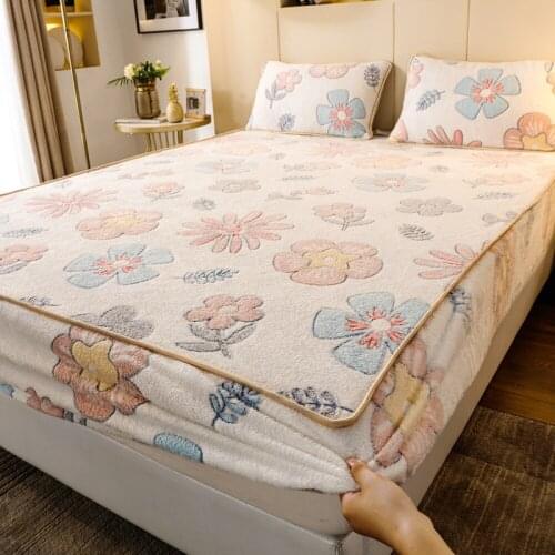 Elastic Fitted Bed Sheet Double Bed Linen Cotton Protective Beds Cover Linen Elastic Band Breathable Bedspread on the bed