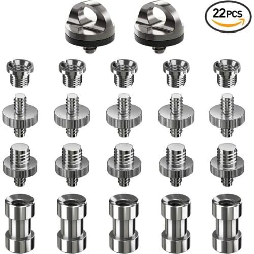 Camera Screws, 22 Pcs Converter Threaded Screws Adapter Mount Set Camera/Tripod/ Monopod/Ballhead/ Light Stand/Quick Release