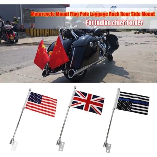 Chrome Motorcycle Luggage Rack Pole Vertical Mast National Flag For Indian Chief Dark Horse For Indian Chief Vintage Moto Parts