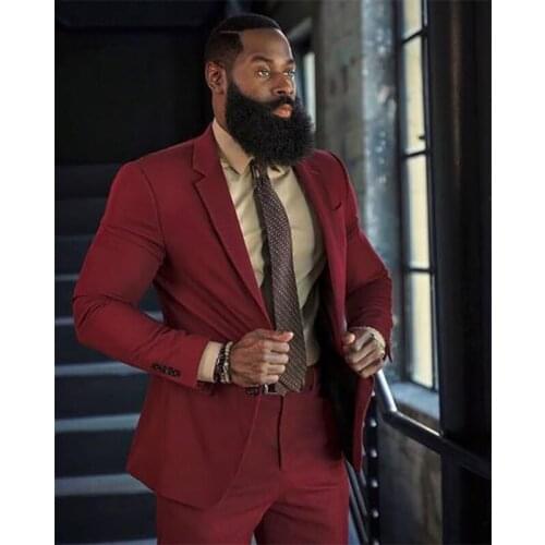 Red Men Suit Costume Homme Wedding Groom Men Suit With Pants Terno Tuxedo Casual Slim Blazer Masculino 2 Pieces Jacket Pant