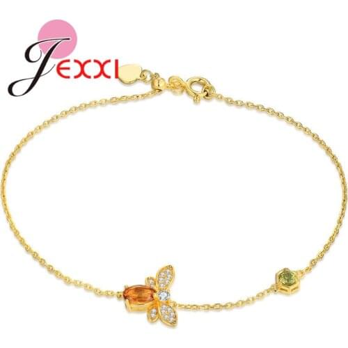 Cute Crystal Charms Charms Animal Bee Gold Color Design Bracelet For Women Lobster Bracelets Joyas Bijoux Jewelry
