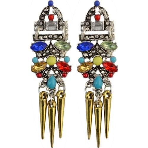 Fashion rivet tasseled Earrings Rhinestone Crystal Earrings wholesale