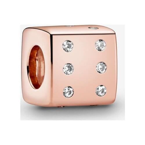 Fashion Silver Sterling 925 Jewelry Beads Pave Dice Charm Fit Original Pandora Bracelets Women DIY Gift