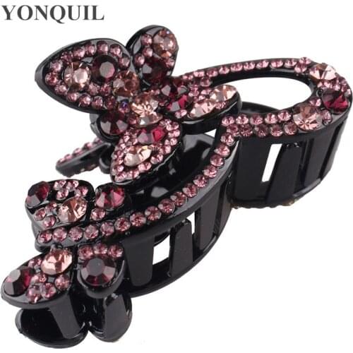 Bufferfly Crystal Hair Claws Fashion Rhinestone Hair Clip Big Fashion Floral Hairpin Rhinestone Ladies Hair Accessories