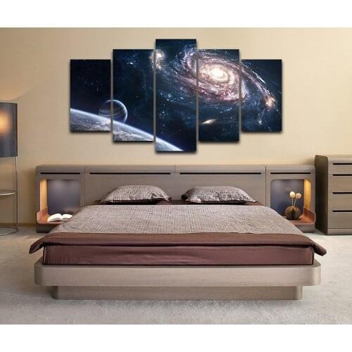Outer Space Planet Modular 5 Pieces HD Print Painting Picture Modern Decorative Bedroom Wall Art Living Room Home Decor Poster