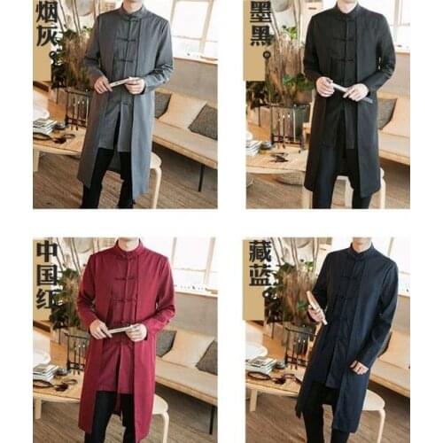 Male Spring&Autumn zen coat tang suit men lay uniforms meditation cloak kung fu martial arts robes JY0576