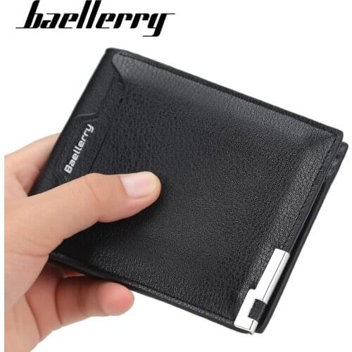 Baellerry Short mens wallet Metal card wallet Korean version multi-card drivers license package portefeuille homme men wallets