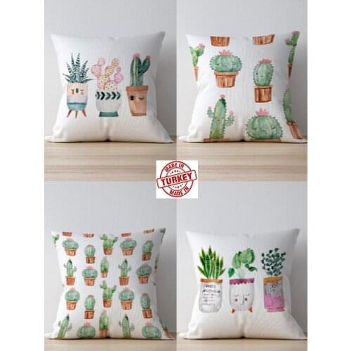 4 PIECES CUSHION COVER SET 43X43 CM PILLOVELAND PLANT