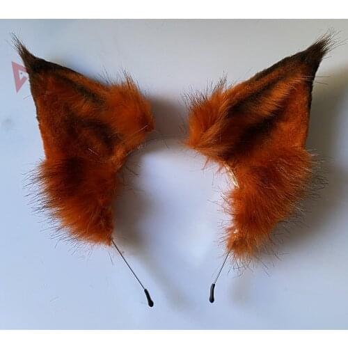 New Orange Wolf Fox Ears Hair Hoop Set Hand Made Work For KC Cosplay Party Game Costume Accessories Custom Made