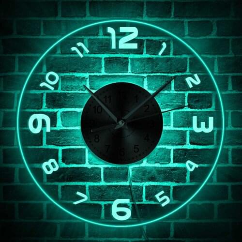 Classic Simple Design Numbers Wall Clock with LED Backlight Display Acrylic LED Lighting 7 Light Colors Wall Clock Room Decor