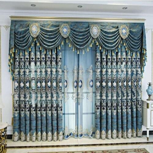 New relief European style water soluble embroidery hollow curtain living room bedroom French window shading curtain