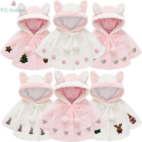 Autumn Hot Sale Child Fur Coat for girls Sweet Trench Coat Kids 18m-4t winter Girls Jackets Wool coats Christmas gift for girl