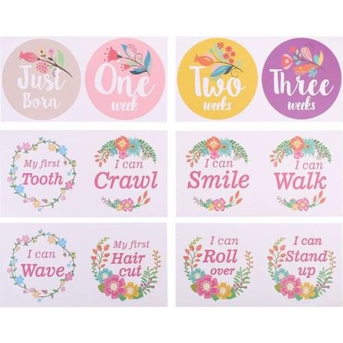 First Year Baby Monthly Milestone Photo Sharing Baby Belly Stickers Birth to 12 Months and 8 Bonus Achievement Stickers