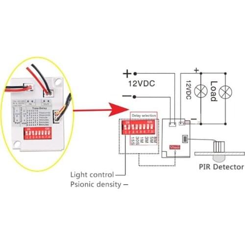 PIR Motion Sensor Switch TDL-2012 IR Infrared Body Induction Detector 12VDC