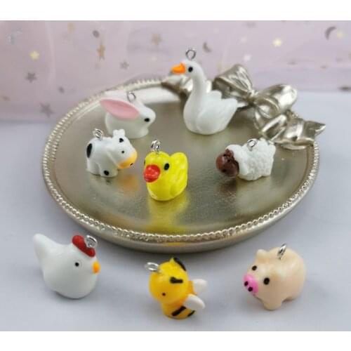 Animal Family Bee Dog Cow Chicken Pig Duck Resin Charms Pendant Earring DIY Fashion Jewelry Accessories SO CUTE