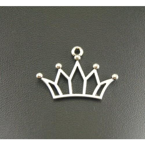 30pcs Zinc Alloy Silver Color Crown Charms for DIY Jewelry Making 30x20mm A821