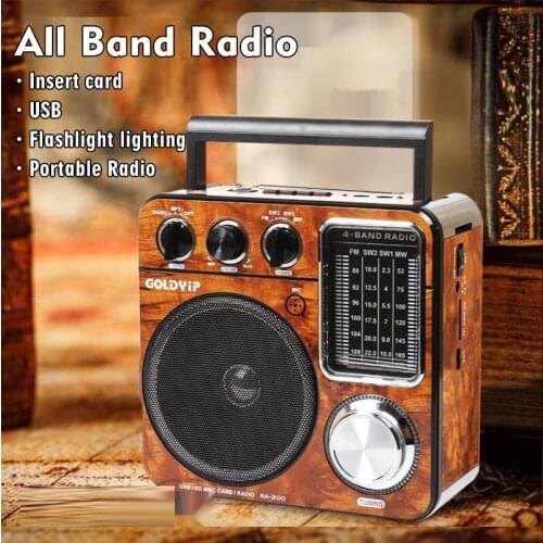 Semiconductor Radio Full Band Old Person Plug Card Speaker Charging Plug Portable with Flashlight Retro Desktop Portable Radio
