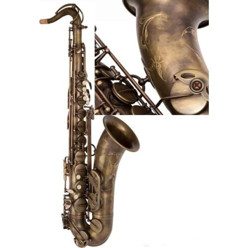 L&K Brand Tenor Saxophone Professional B Flat Antique copper Saxofone Musical Instruments Simulation Inscription Carved