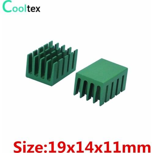 20pcs/lot) 19x14x11mm Aluminum heatsink Green heat sink radiator for IC Chip integrated circuit cooler cooling