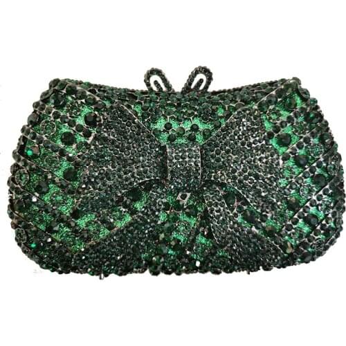 Luxury 2020 XIYUAN New Green Rhinestone Crystal Clutch Party Purse Fashion Women Evening Shoulder Handbags Elegant Female Bags
