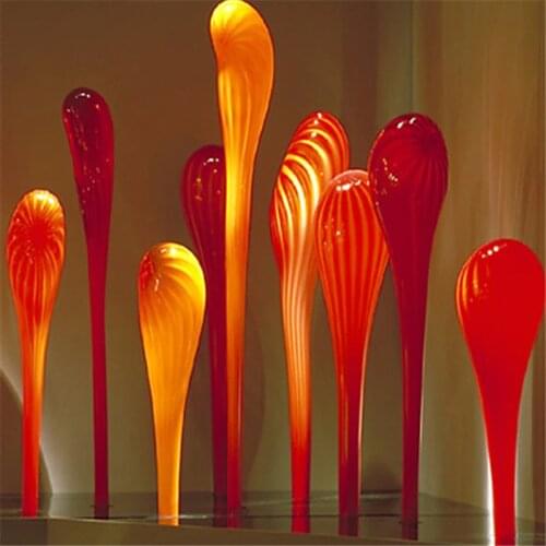 Art Glass Garden Sculptures Orange Floor Lamp Custom Murano Glass Spears for Home Decor Indoor or Outdoor Crafts