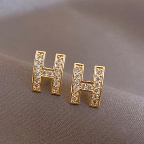 Gold Color Initail Letter Stud Earrings Dainty Minimalist Alphabet Name Piercing Earrings For Women Jewelry 2021