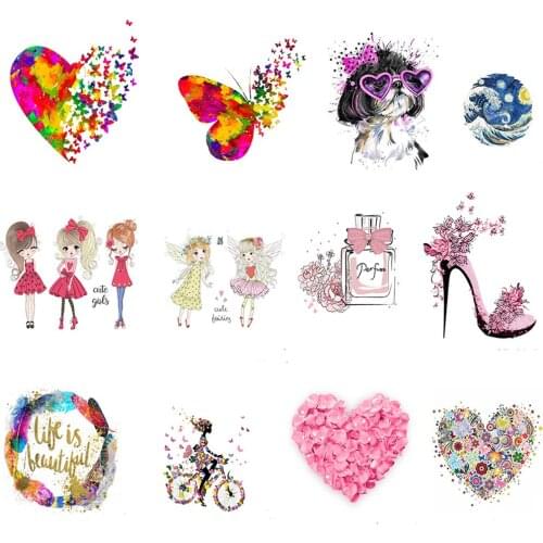 Cute Angel Wings Girl Iron On Patches Vinyl Heat Transfer Patches For Clothes DIY Applique Stickers On Clothes