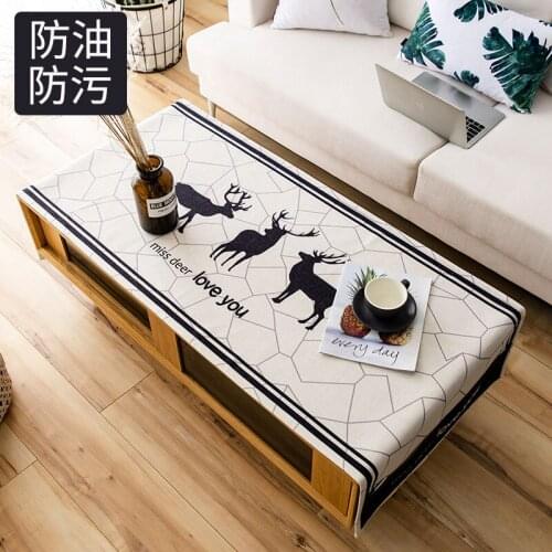 Fashion Home Nordic style cotton and linen Rectangle tablecloth gray/white deer tablecloth Table flag Tea table cover