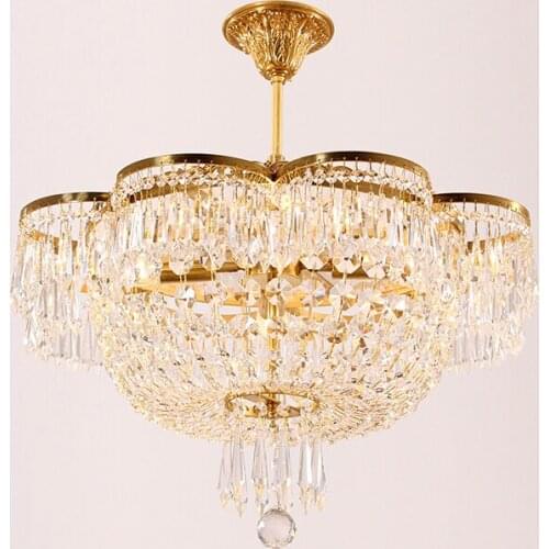 Modern Brass Crystal Chandeliers Lights Fixture LED Light French Luxury 100% Copper Chandelier Bed Room Home Indoor Lighting