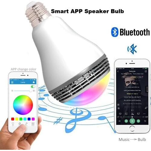 Led Bulb Speaker Wireless Bluetooth Speakers E27 Lamp Dimmable LED RGB Light Bulb Music Player Color Changing via WiFi App