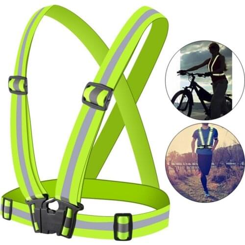 Reflective Vest Adjustable Outdoor Running Cycling Vest Harness Belt Traffic Safety Jacket